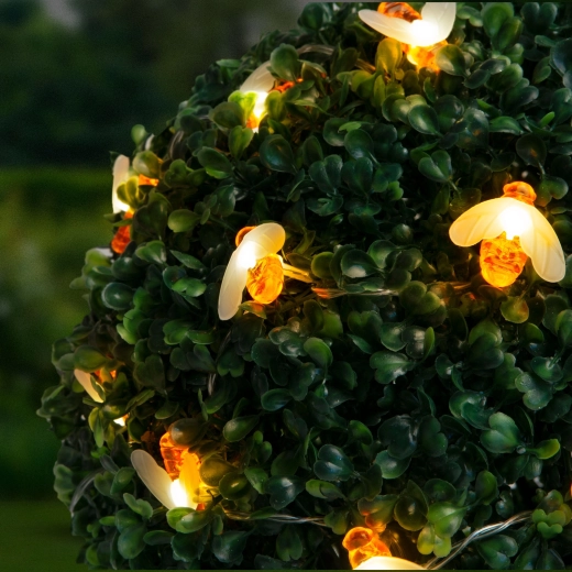 Saules enerģijas LED gaismas virtene ar bitēm, 2,3 m, 20 LED, silti balta