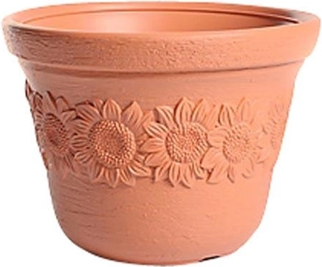 Puķu pods SUNNY 30 cm ķieģeļu krāsā ar dekoru
