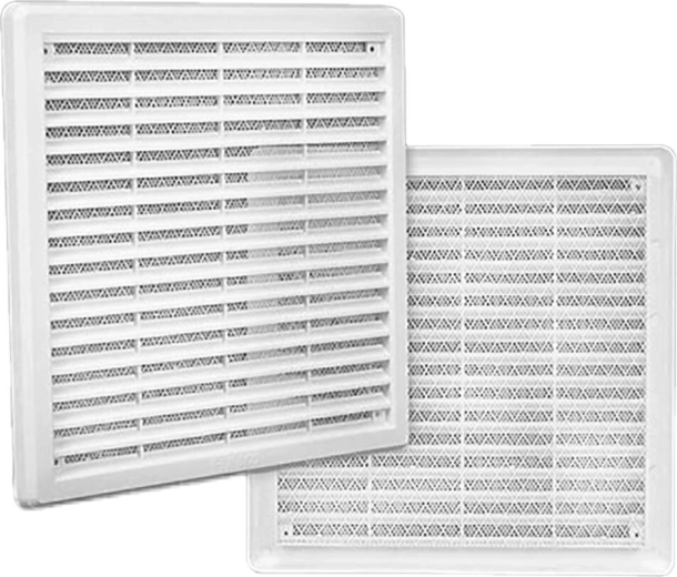 Ventilation grille with mesh 300 × 300 mm, white