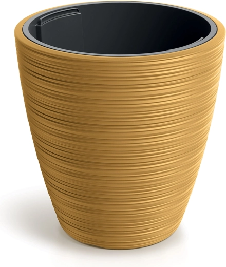 Apaļš puķu pods VENA round sinepju krāsā 19,8 cm