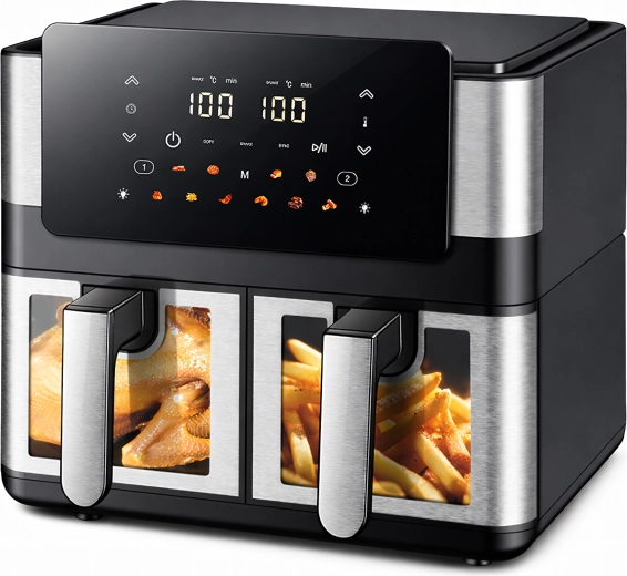 Karstā gaisa fritieris (air fryer) ar diviem groziem 8 l (4+4 l), 2000 W, 12 programmas