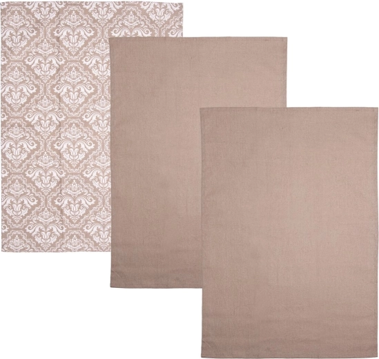 Cotton kitchen towels beige, 3 pcs