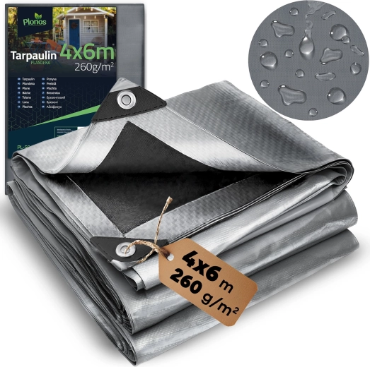 HDPE Tarp 400 × 600 cm 260 g/m² silver‑black