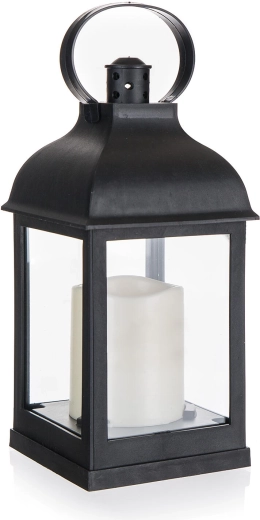 Saules LED laterna melna 10 × 10 × 22 cm