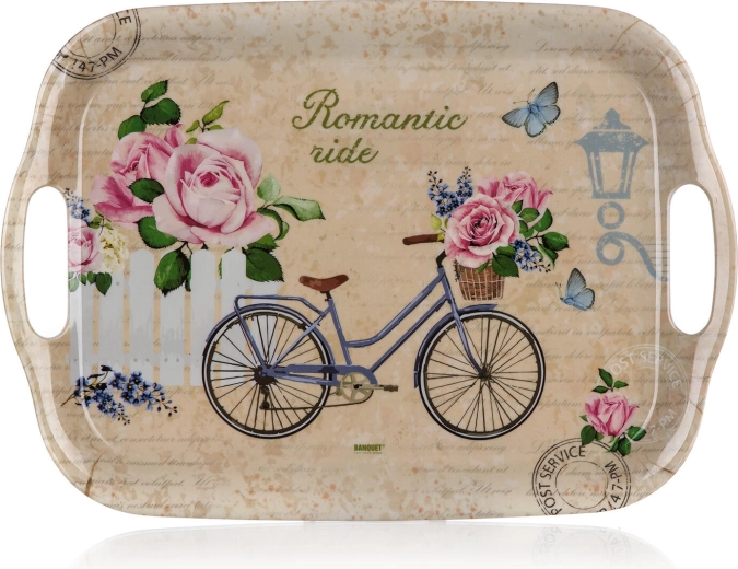 Melamine serving tray Romantic Ride 36 × 25.5 cm with handles
