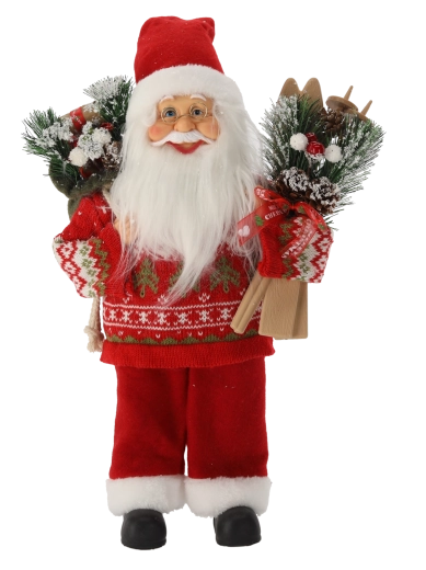 Dekoratīva figūriņa Santa Klauss ar slēpēm 40 cm sarkana