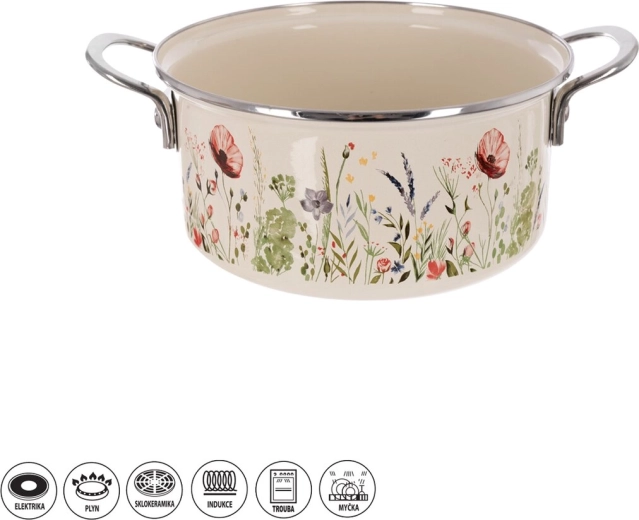 Enamel Saucepan MÁK, rim, 3 l