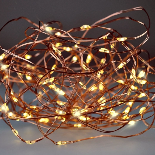 Solight Ziemassvētku LED gaismas virtene uz vara stieples, 10 m, 100 mini LED, silti balta gaisma