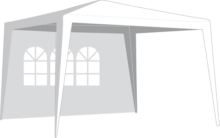 Sānu siena dārza paviljonam 3 × 3 m ar logu, balta, 295 × 190 cm