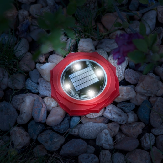 Red Solar LED Spike Light with Cool White Light