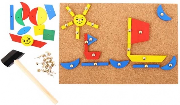 Bigjigs Toys radošais iedauzīšanas komplekts ar korķa dēli