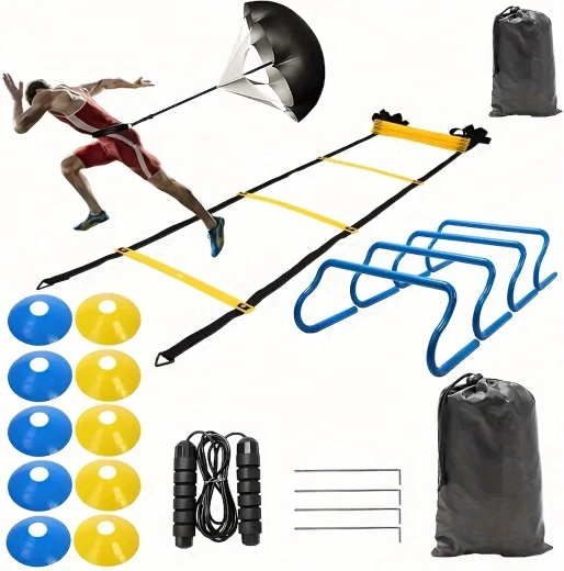 Lielais treniņu komplekts – koordinācijas trepes, konusi un mini barjeras XXL