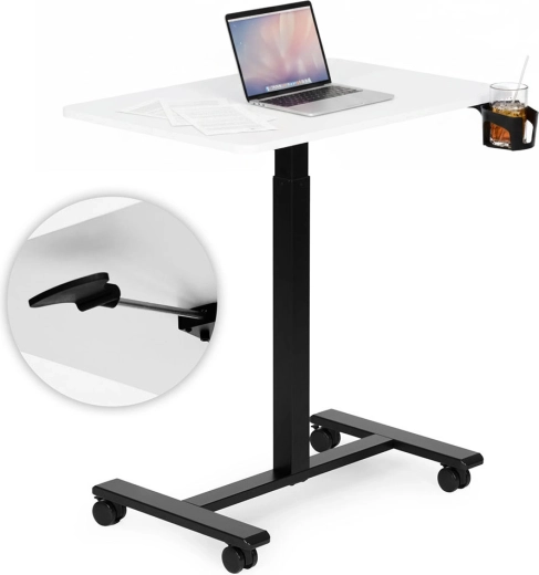 Mobilais augstumā regulējams ModernHome portatīvā datora galds 70 × 48 cm, balts