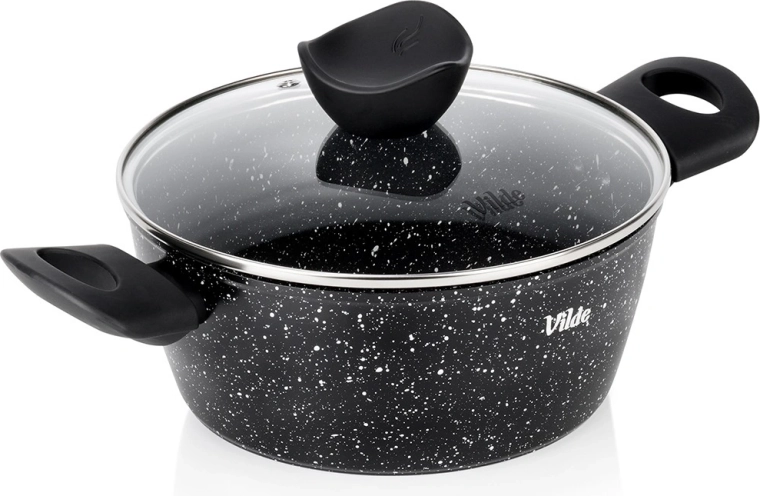 Granitains katls ar stikla vāku 20 cm, 2,2 l – Vilde Granitica Line