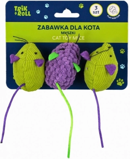 Rotaļlieta kaķim – pelītes, 3 gab.