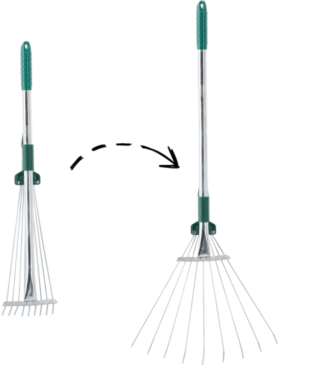 Regulējamas dārza vēdekļveida grābeklis 54–73 cm
