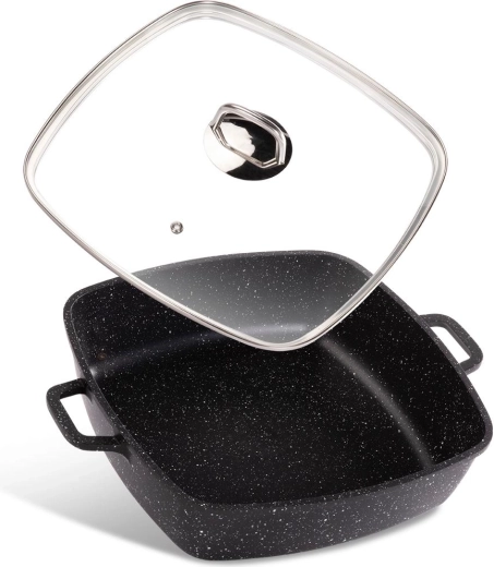 Lamart Cast baking dish with lid, 28 × 28 cm, black