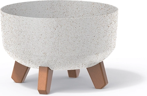 Puķu pods Gracia Low Eco Wood 23,5 cm – balts