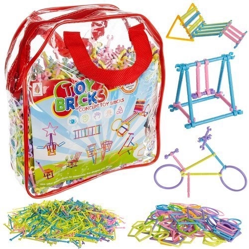 Construction building set – straws and shapes (1000 pieces)