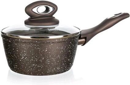 Saucepan with Lid 16 cm PREMIUM Dark Brown with Non-stick Surface