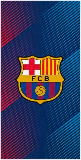 Kokvilnas pludmales dvielis FC Barcelona ar svītrām