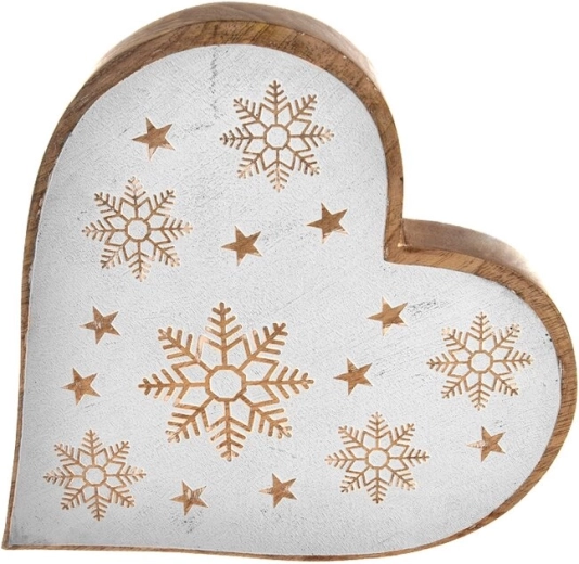 Ziemassvētku piekaramā sirds no mango koka White 25 cm