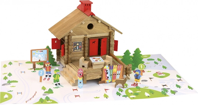 Jeujura koka konstruktoru komplekts slēpošanas kūrorts