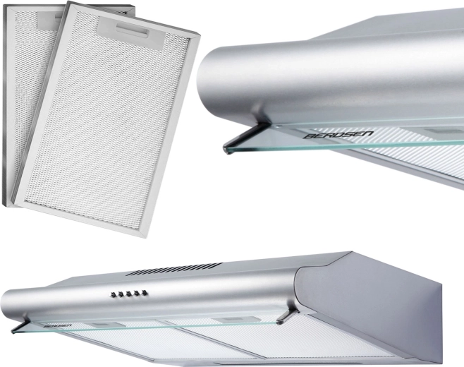 Iebūvējams tvaika nosūcējs zem skapīša 50 cm inox Berdsen