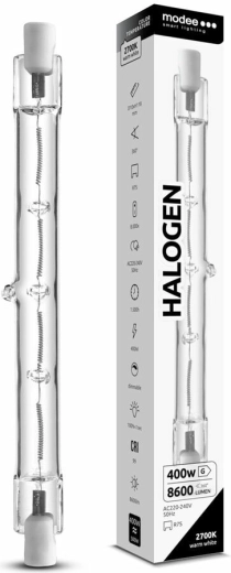 Modee halogēna spuldze R7S 118 mm 400 W silti balta, aptumšojama