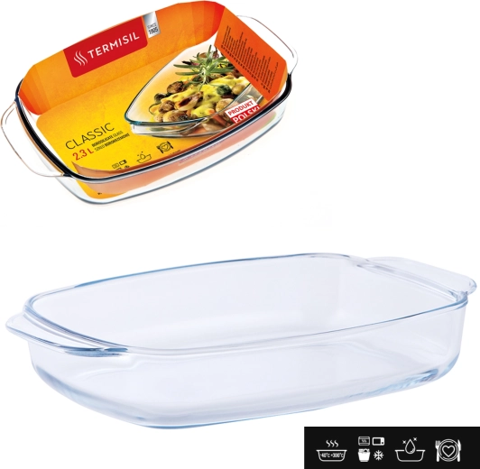 Rectangular heat-resistant borosilicate glass baking dish 2.3 l TERMISIL