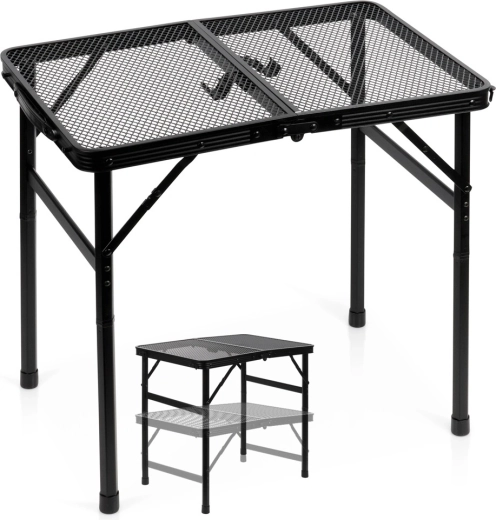 Vilde salokāms tūrisma galds 2in1 ar regulējamu augstumu, melns 60 × 40 cm