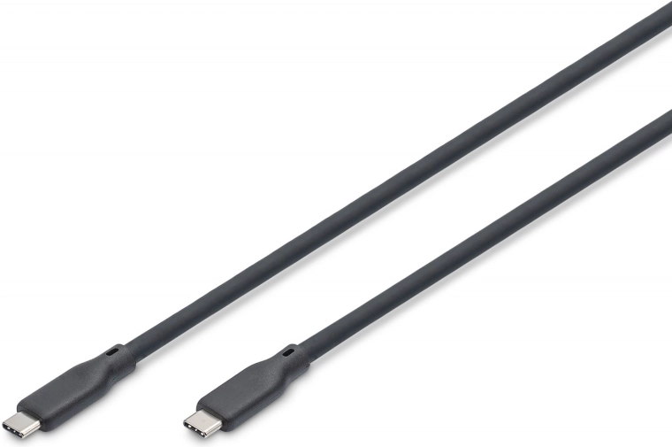 Silikona kabelis USB‑C uz USB‑C USB4 v2.0 80 Gb/s PD 3.1 240 W 0,5 m melns