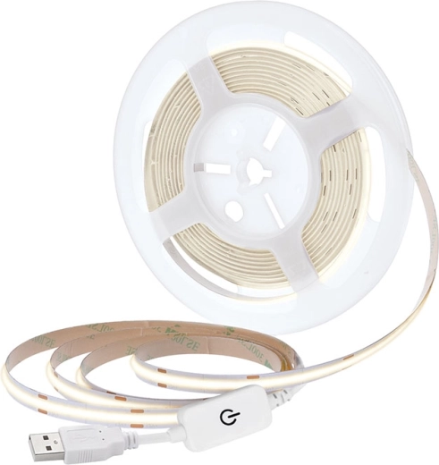 Solight LED COB lente 5 m neitrāli balta 4000 K ar USB un slēdzi, 8 mm