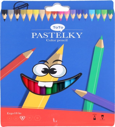 Trīsstūrveida ERGO krāsainie zīmuļi, komplekts 18 krāsās