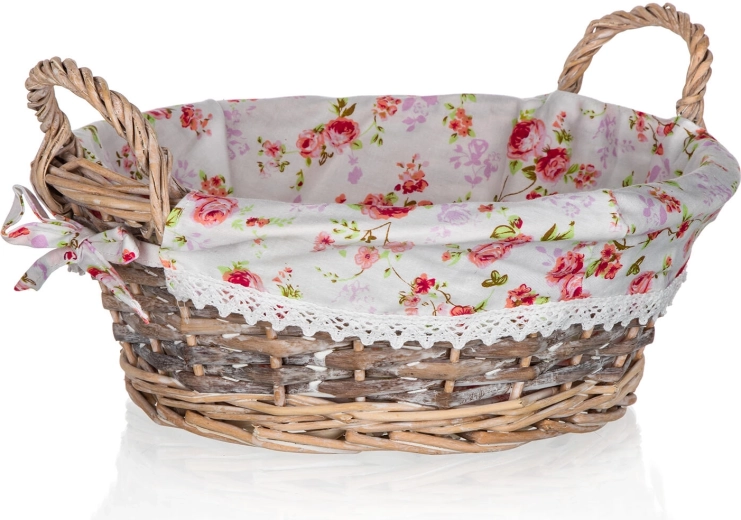 Apaļš pīts groziņš ar auduma ieliktni ROSES 30 × 12 cm ar rokturiem