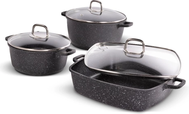 Lamart Cast Cookware Set, Black, 6 Pieces