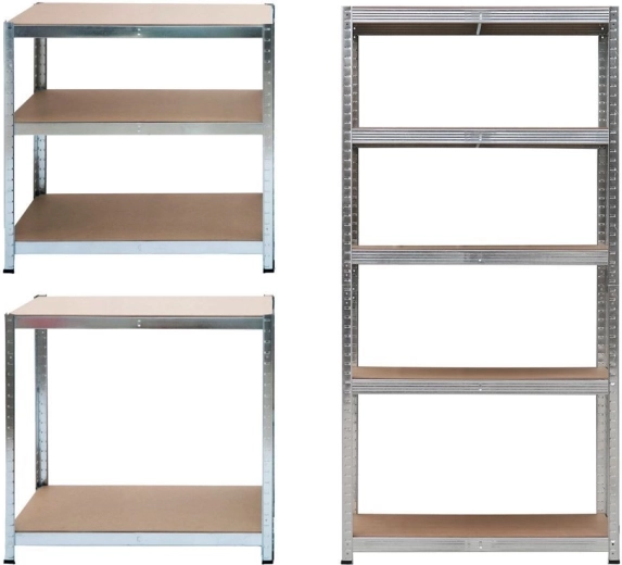 Metāla noliktavas plaukts 2in1 ar 5 plauktiem 180 × 90 × 40 cm