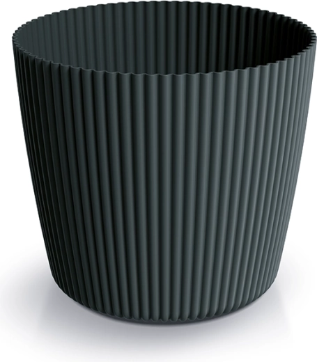 Puķupods Milly Round 29,2 cm ogļu krāsā – moderns plastmasas pods augiem