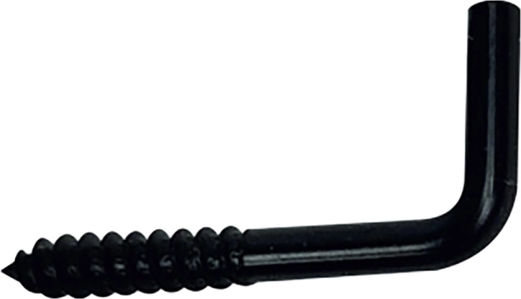 Hook with screw 18 × 50 mm, black, 5 pcs