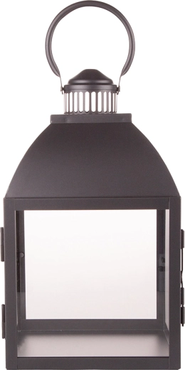 Black metal lantern with glass 21 × 21 × 35 cm