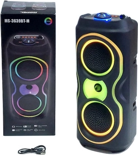 Pārnēsājams Bluetooth skaļrunis ar RGB apgaismojumu, USB un FM radio