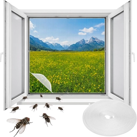 Loga moskītu tīkls Repest 160 × 130 cm, balts, ar pašlīmējošu lipekli (Velcro)