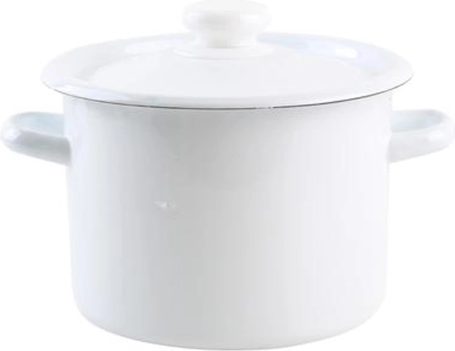 Enamel pot with lid 3 l, white