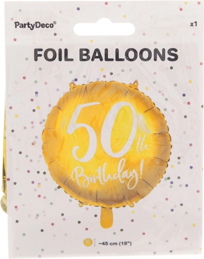 Folijas balons ar skaitli 50, zelta krāsā, 45 cm