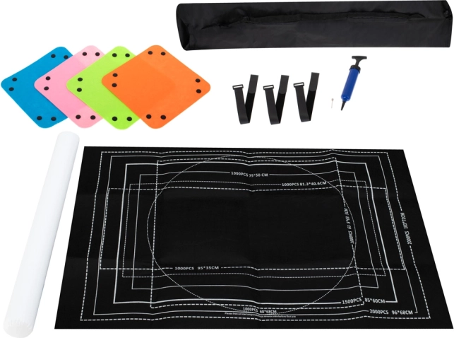 Filca paklājiņš puzlēm 500–2000 gabaliņiem ar piepūšamu tubu