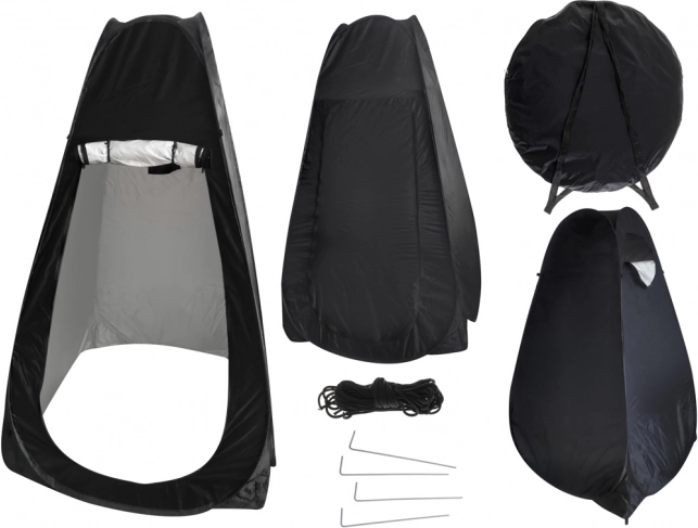 Pašizplešams privātuma telts dušai un pārtērpšanai, melns
