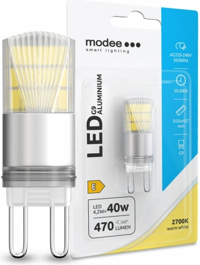 Modee LED spuldze G9 4,2 W silti balta