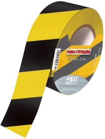 Warning tape yellow-black 75 mm × 500 m
