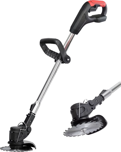 Akumulatora zāles trimmeris ar XXL komplektu un riteņiem