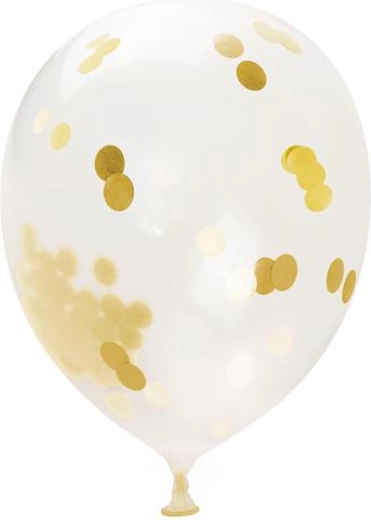 Balons ar konfeti – zelta, 30 cm, 5 gab.
